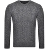 SUPERDRY SUPERDRY CREW NECK JACOB CABLE KNIT JUMPER GREY