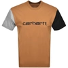 Carhartt Tricolor Embroidered Logo T-shirt In Brown