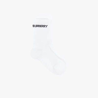 Burberry Intarsien-socken Mit Logo In White