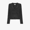 GANNI V-NECK KNIT CARDIGAN,K1418EBONYMELANGE15259138