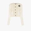 GUCCI EMBROIDERED LOGO WOOL CARDIGAN