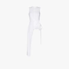 Rosetta Getty Asymmetric Hem Sleeveless Wrap Top In White