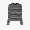 SAINT LAURENT GREY EMBROIDERED LOGO STRIPED TOP,639969YBYD215447890