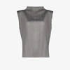 Issey Miyake Pleated Sleeveless Tank Top In Grey