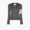 Thom Browne Grey Wool 4-bar Cardigan In Grey