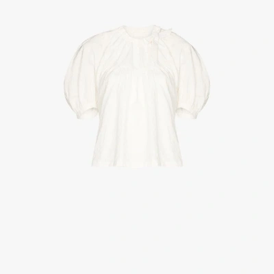 Shushu-tong Shushu/tong Off-white Floral Round Sleeve Blouse In Wh100 White