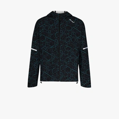 2xu Black And Blue Ghst Hooded Jacket In Black