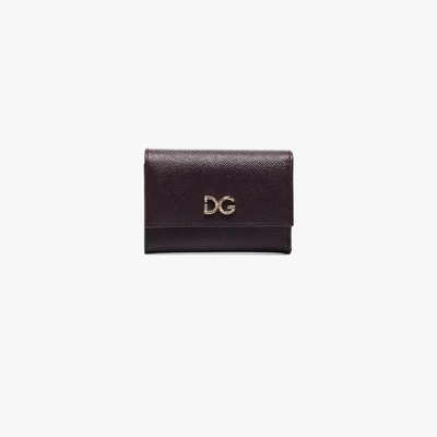 Dolce & Gabbana Crystal-embellished Logo-plaque Wallet In Purple
