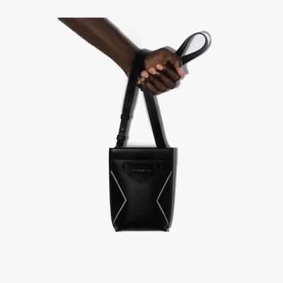 Givenchy Antigona Logo-appliqué Leather Phone Pouch In Black