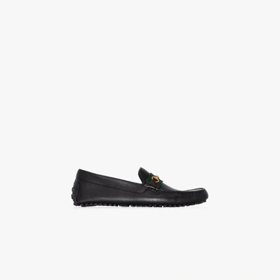 Gucci Black Leather Driving Loafers