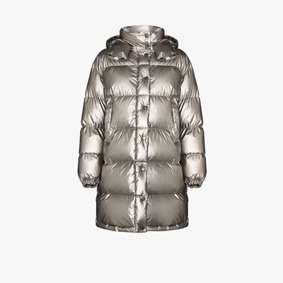 Moncler Gaou Metallic Puffer Jacket In Grey