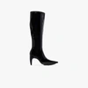 ANGEL CHEN BLACK TUBE DRAGON TEETH 90 PATENT LEATHER BOOTS,F20150515394360
