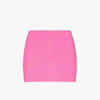 HUNZA G PINK CRINKLE MINI SKIRT,MINISKIRTBUBLEGUMCRINKLE15535238