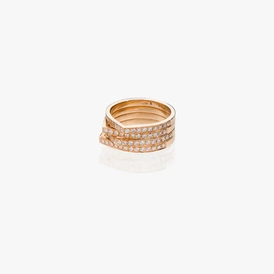 Repossi Women's Antifer 18k Rose Gold & Pavé Diamond 4-row Ring In Yellow