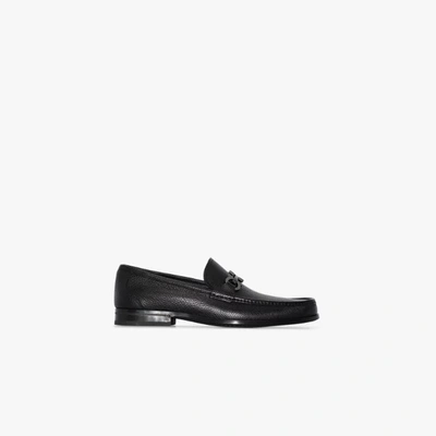 FERRAGAMO BLACK GRANDIOSO LEATHER LOAFERS,64284815321059