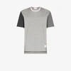Thom Browne Contrast Sleeve Crewneck Cotton Ringer T-shirt In Grey