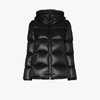 Moncler Logo Patch Hooded Puffer Jacket In Black