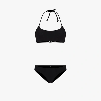 Lisa Marie Fernandez + Net Sustain Corset Stretch-crepe Halterneck Bikini In Black