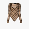 MARKOO PRINTED CHECKED BODYSUIT