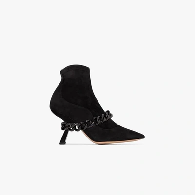 Nicholas Kirkwood Black Lea 90 Chain Suede Ankle Boots