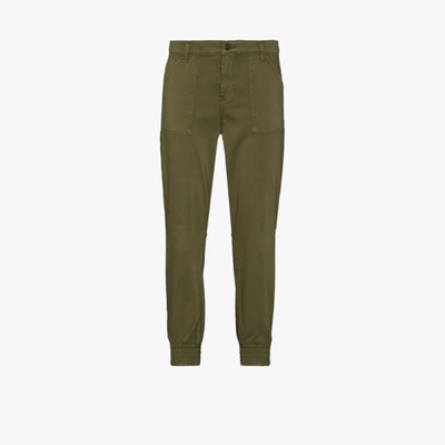 J Brand Arkin Cropped Cotton-blend Sateen Track Pants In Olive/army