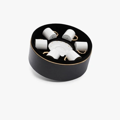 L'objet Haas 12-piece Mojave 24k Gold & Porcelain Espresso Cup & Saucer Set In White