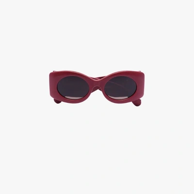 Gucci Matelassé Oval-frame Sunglasses In Red