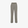 Alexander Wang Chain-embellished Houndstooth Wool-blend Straight-leg Pants In Black