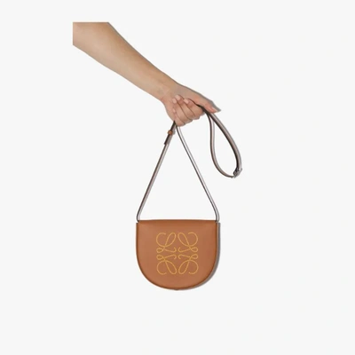 Loewe Heel Dotted Leather Saddle Bag In Brown