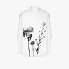 Valentino Floral Print Long Sleeve Button-up Poplin Shirt In White