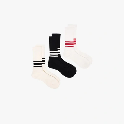 Anonymous Ism Multicoloured Three Stripe Socks Set In Black