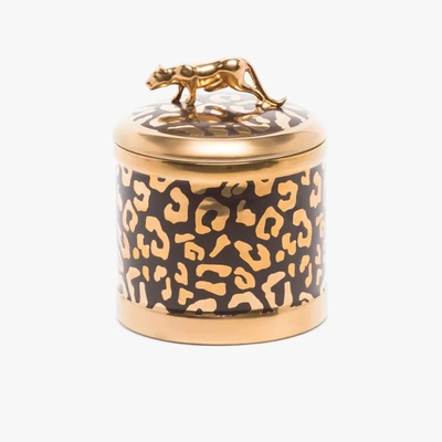 L'objet Black And 24k Yellow Gold Leopard Porcelain Candle