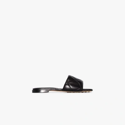 Bottega Veneta Black Intrecciato Lido Flat Sandals