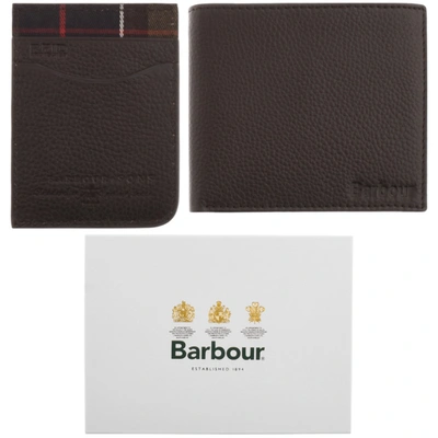 Barbour Wallet Card Holder Gift Set Brown