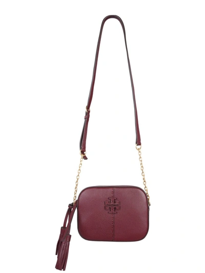 Tory Burch Mcgraw Mini Leather Crossbody Camera Bag In Purple