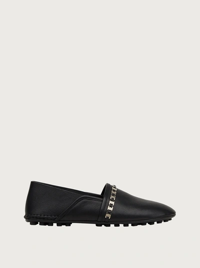 Ferragamo 10mm Torretta Leather Loafers In Black