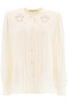 ALESSANDRA RICH ALESSANDRA RICH SILK SHIRT WITH EMBROIDERED COLLAR