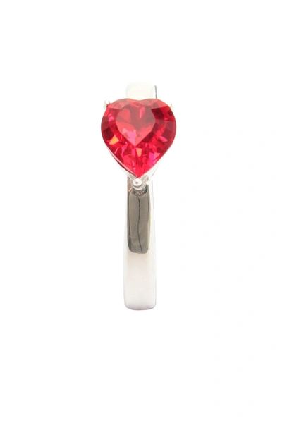 Ambush Heart Solitaire Earring In Silver,red