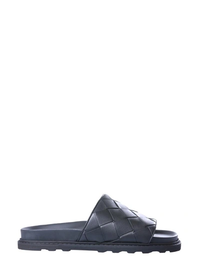 Bottega Veneta Braided Nappa Leather Slide Sandal In Black