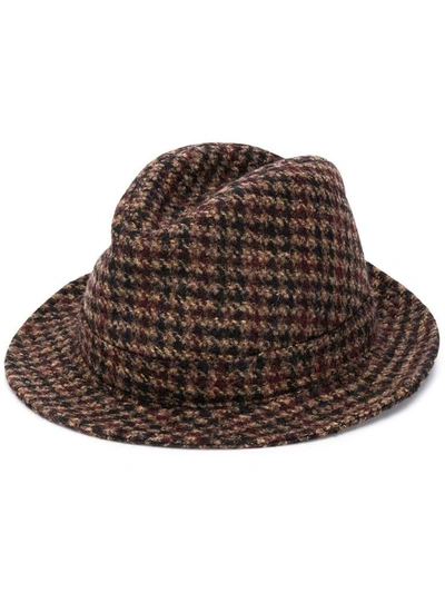 Dolce & Gabbana Fedora Hat In Micro Tweed In Brown