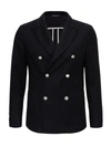 TONELLO DOUBLE-BREASTED BLAZER IN JEREY WOOL WITH CONTRASTING BUTTONS