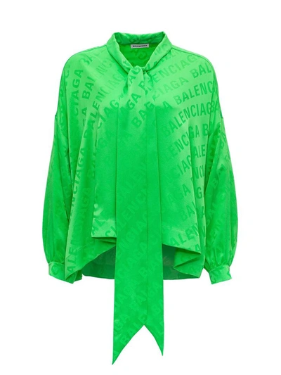 Balenciaga Logo Shirt In Green