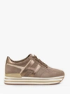 Hogan Midi Leather Platform Sneakers In Brown
