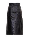MSGM MIDI SKIRT IN LEATHERETTE WITH CONTRAST STITCHING