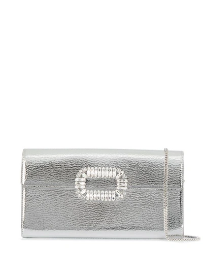 Roger Vivier Leather Clutch In Argento