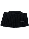 Saint Laurent Logo Plaque Cashmere Beanie In Black