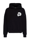 PALM ANGELS JERSEY HOODIE WITH SKULL AND LOGO PRINT