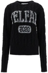 Telfar Cable Knit Logo Print Jumper In Black