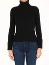 Bottega Veneta Black Ribbed Wool Turtleneck Sweater In Black