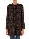 Dolce & Gabbana Tweed Coat With Horn Buttons In Brown